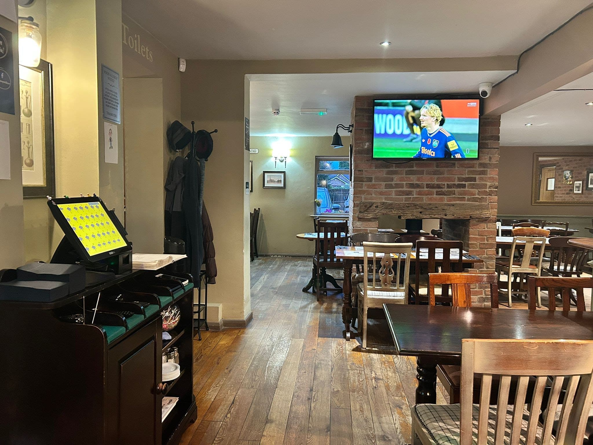 Large-screen live sport setup inside The Railway.