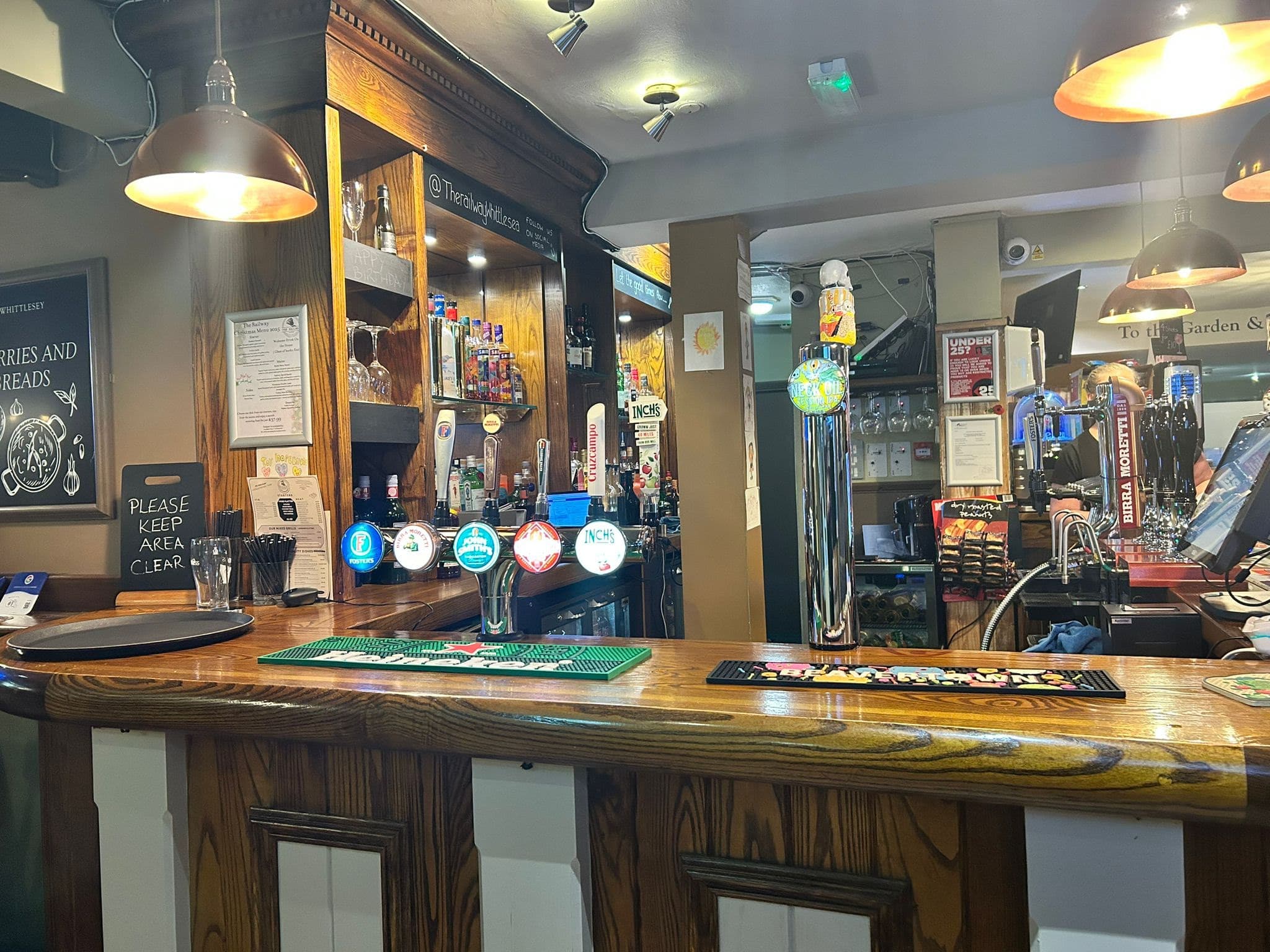 Close up of The Railway bar taps